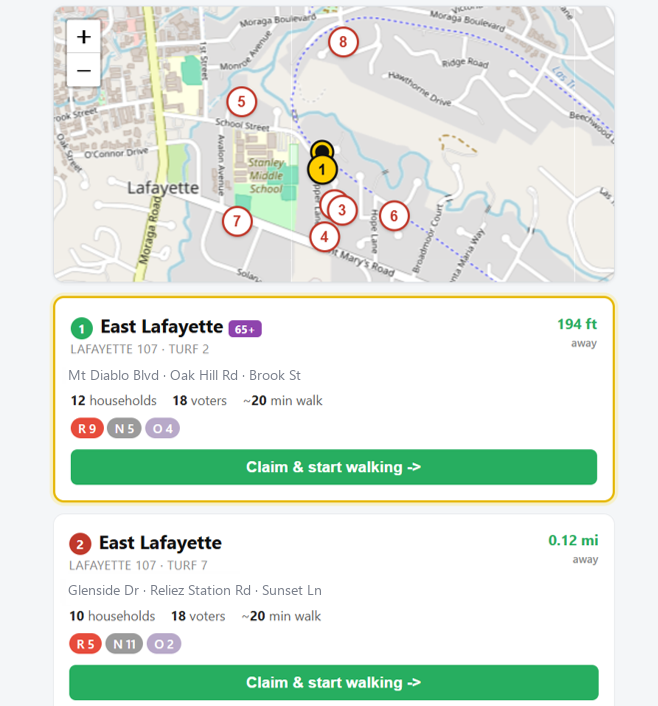 Self-serve canvassing — select your turf