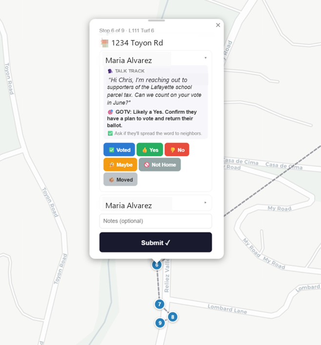 Self-serve canvassing — log a door